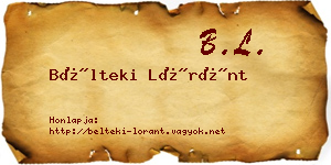 Bélteki Lóránt névjegykártya